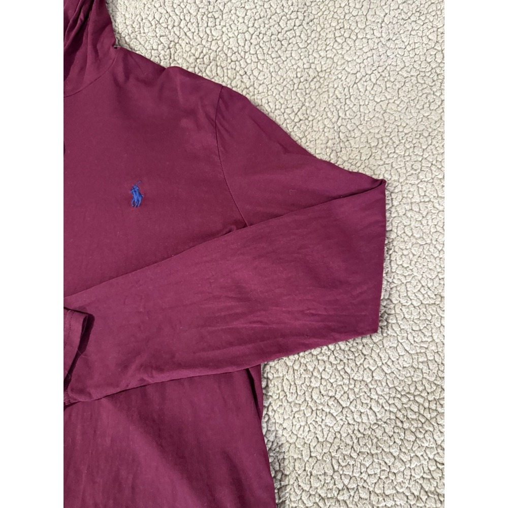 Polo Ralph Lauren Shirt Men Medium Maroon Blue Tee Hoodie Pullover Lightweight - Picture 4 of 11